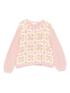Maglione per bambina Louise Misha rosa con pannelli all'uncinetto GRC-W25-J0072 BLUSH LOUISE MISHA KIDS 