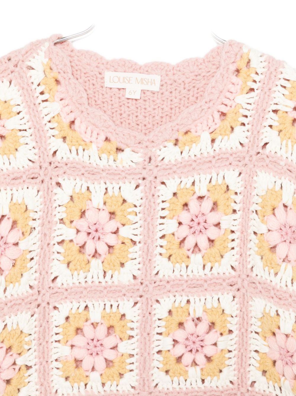 Maglione per bambina Louise Misha rosa con pannelli all'uncinetto GRC-W25-J0072 BLUSH LOUISE MISHA KIDS 