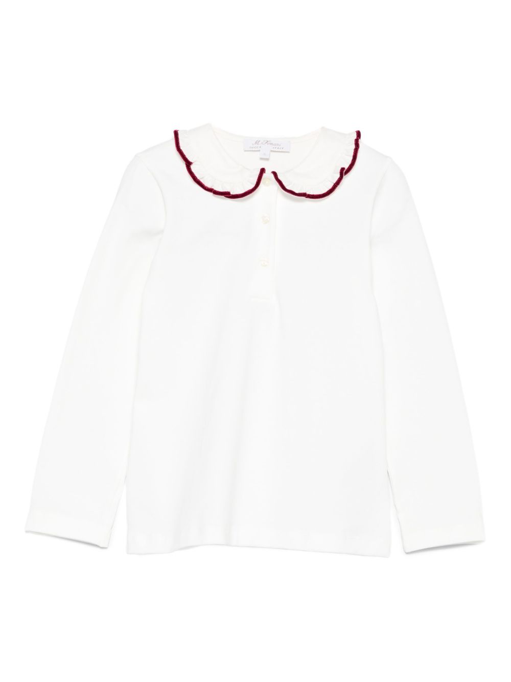 T-shirt per neonata Mariella Ferrari bianco con rifiniture bordeaux CM929MLNB 093B MARIELLA FERRARI KIDS 