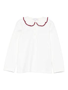 T-shirt per neonata Mariella Ferrari bianco con rifiniture bordeaux CM929MLNB 093B MARIELLA FERRARI KIDS 