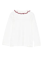 T-shirt per neonata Mariella Ferrari bianco con rifiniture bordeaux CM929MLNB 093B MARIELLA FERRARI KIDS 