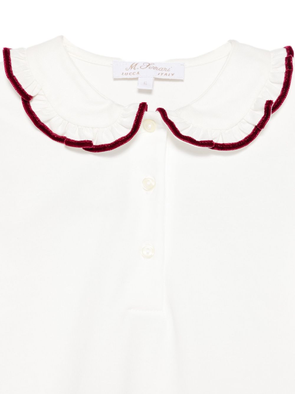 T-shirt per neonata Mariella Ferrari bianco con rifiniture bordeaux CM929MLNB 093B MARIELLA FERRARI KIDS 