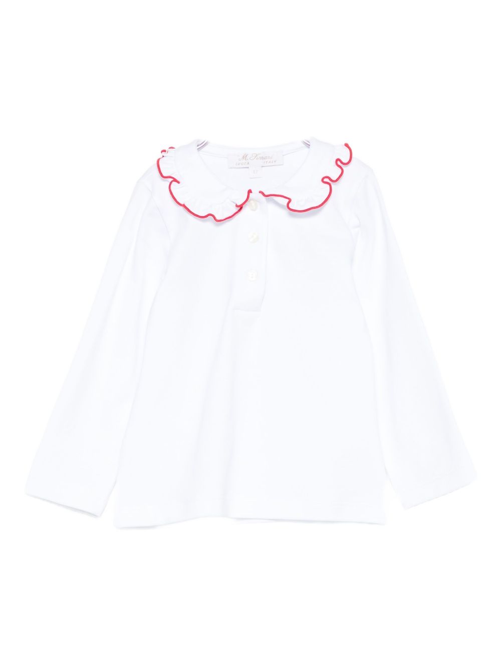 T-shirt per neonata Mariella Ferrari bianca con colletto arricciato CM933ML 092 P009 MARIELLA FERRARI KIDS 