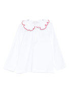 T-shirt per neonata Mariella Ferrari bianca con colletto arricciato CM933ML 092 P009 MARIELLA FERRARI KIDS 