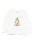 Felpa per bambina MC2 Saint Barth Kids bianca con stampa grafica natalizia BRN0002 01055I MC2 ST. BARTH KIDS 