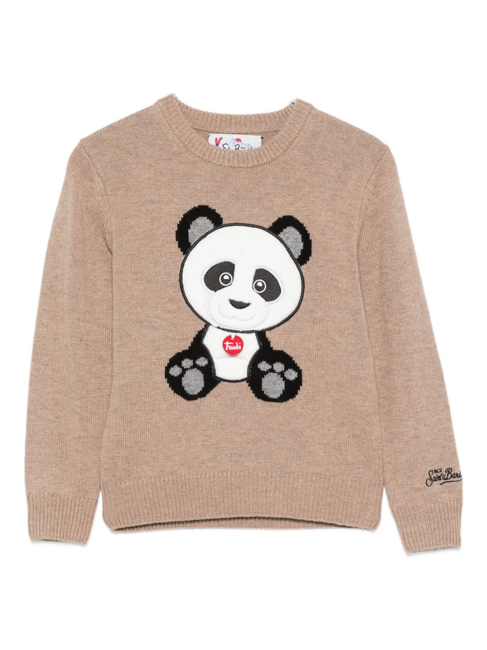 Maglione per bambini MC2 Saint Barth Kids x Trudi beige con ricamo Panda sul davanti DOU0001 00078I MC2 ST. BARTH KIDS 