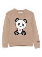 Maglione per bambini MC2 Saint Barth Kids x Trudi beige con ricamo Panda sul davanti DOU0001 00078I MC2 ST. BARTH KIDS 