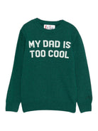 Maglione Douglas per bambino MC2 Saint Barth verde con scritta jacquard "My dad is too cool" DOU0001 01606I MC2 ST. BARTH KIDS 