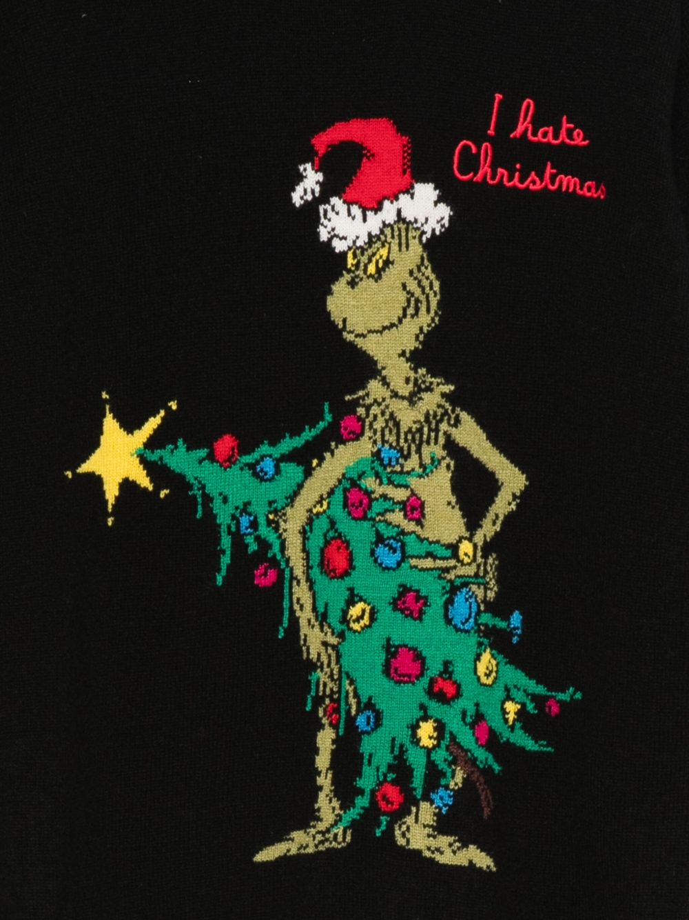 Maglione per bambino MC2 Saint Barth Kids nero con ricamo Grinch sul davanti DOU0001 02490I MC2 ST. BARTH KIDS 