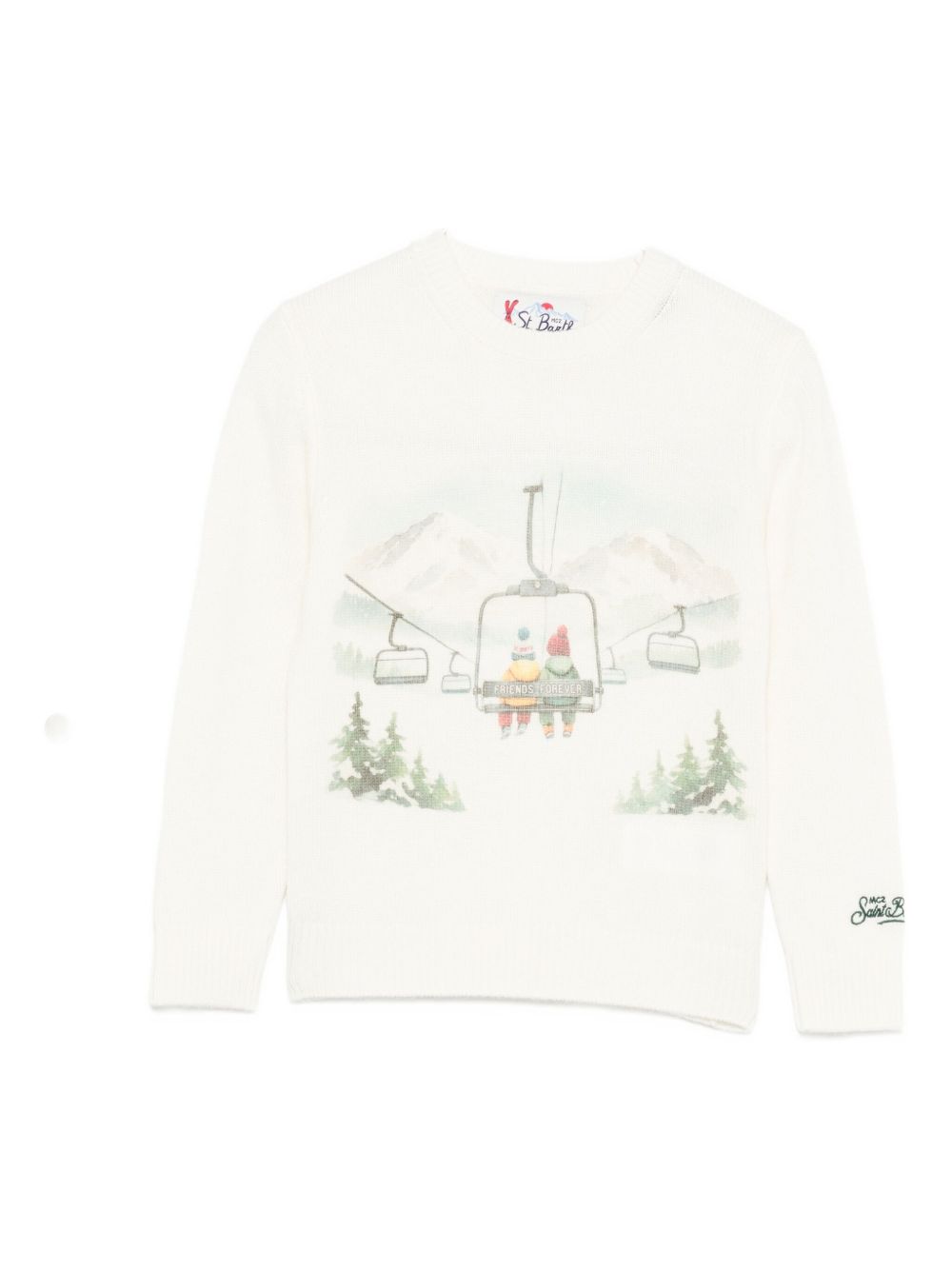 Maglione per bambino MC2 Saint Barth Kids bianco con stampa grafica "Friends forever" DOU0019 00340I MC2 ST. BARTH KIDS 