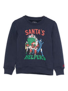 Felpa per bambino MC2 Saint Barth Kids blu con stampa grafica Batman Robin e Babbo Natale HUT0004 01734I MC2 ST. BARTH KIDS 