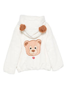 Giubbino per bambina MC2 Saint Barth Kids bianco con applicazione orecchie da orso HYSO002 00355I MC2 ST. BARTH KIDS 