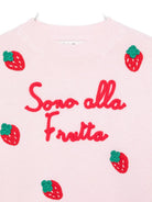 Maglione per bambina MC2 Saint Barth Kids rosa con scritta ricamata "Sono alla Frutta" LOUI003 02400I MC2 ST. BARTH KIDS 