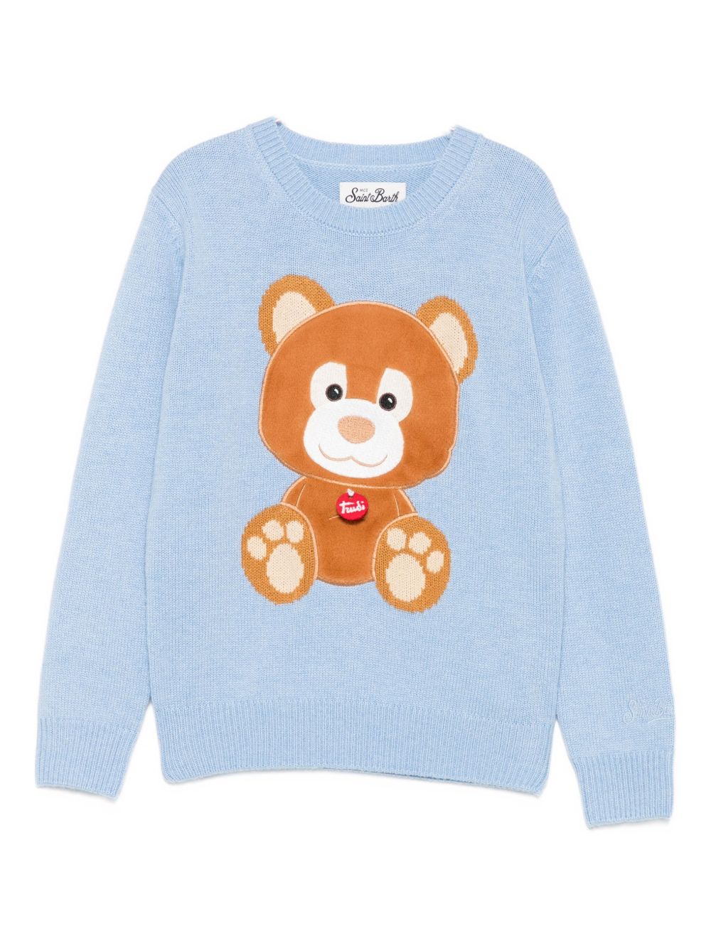 Maglione per bambini MC2 Saint Barth Kids x Trudi azzurro con ricamo Orsetto sul davanti PRC0001 01983I MC2 ST. BARTH KIDS 