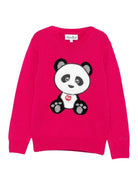 Maglione per bambina MC2 Saint Barth Kids x Trudi fucsia con Panda ricamato sul davanti PRC0001 01984I MC2 ST. BARTH KIDS 
