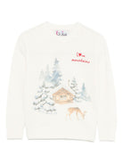 Maglione per bambina MC2 Saint Barth Kids bianco con stampa grafica PRC0015 00372I MC2 ST. BARTH KIDS 