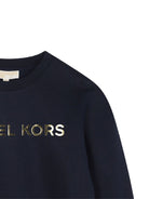 Felpa per bambina Michael Kors Kids blu con stampa logo R30469 849 MICHAEL KORS KIDS 