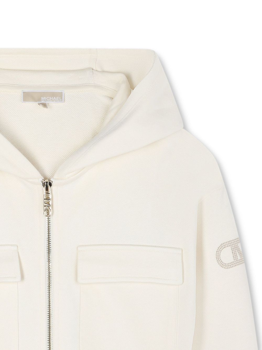 Felpa con cappuccio per bambina Michael Kors Kids bianca con zip R30471 190 MICHAEL KORS KIDS 