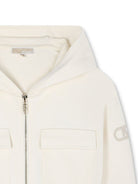 Felpa con cappuccio per bambina Michael Kors Kids bianca con zip R30471 190 MICHAEL KORS KIDS 