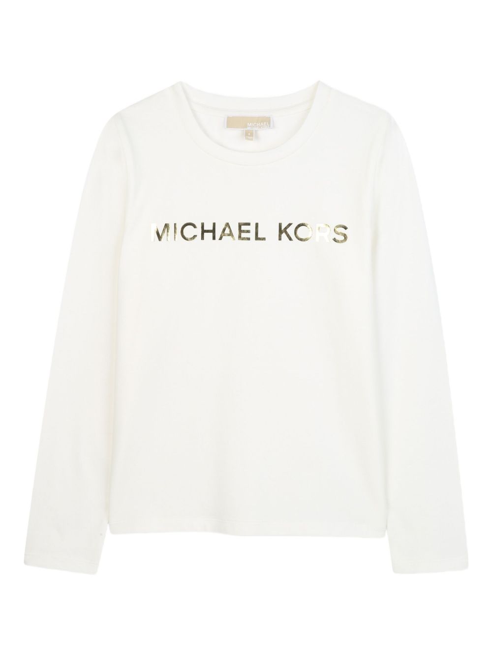 T-shirt per bambina Michael Kors Kids bianco con logo sul davanti R30488 117 MICHAEL KORS KIDS 