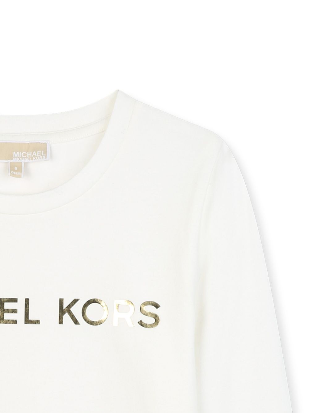 T-shirt per bambina Michael Kors Kids bianco con logo sul davanti R30488 117 MICHAEL KORS KIDS 