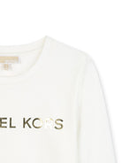 T-shirt per bambina Michael Kors Kids bianco con logo sul davanti R30488 117 MICHAEL KORS KIDS 