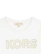 T-shirt per bambina Michael Kors Kids bianca con logo sul davanti R30491 117 MICHAEL KORS KIDS 