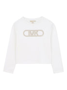 T-shirt per bambina Michael Kors Kids bianca con dettaglio logo R30495 117 MICHAEL KORS KIDS 