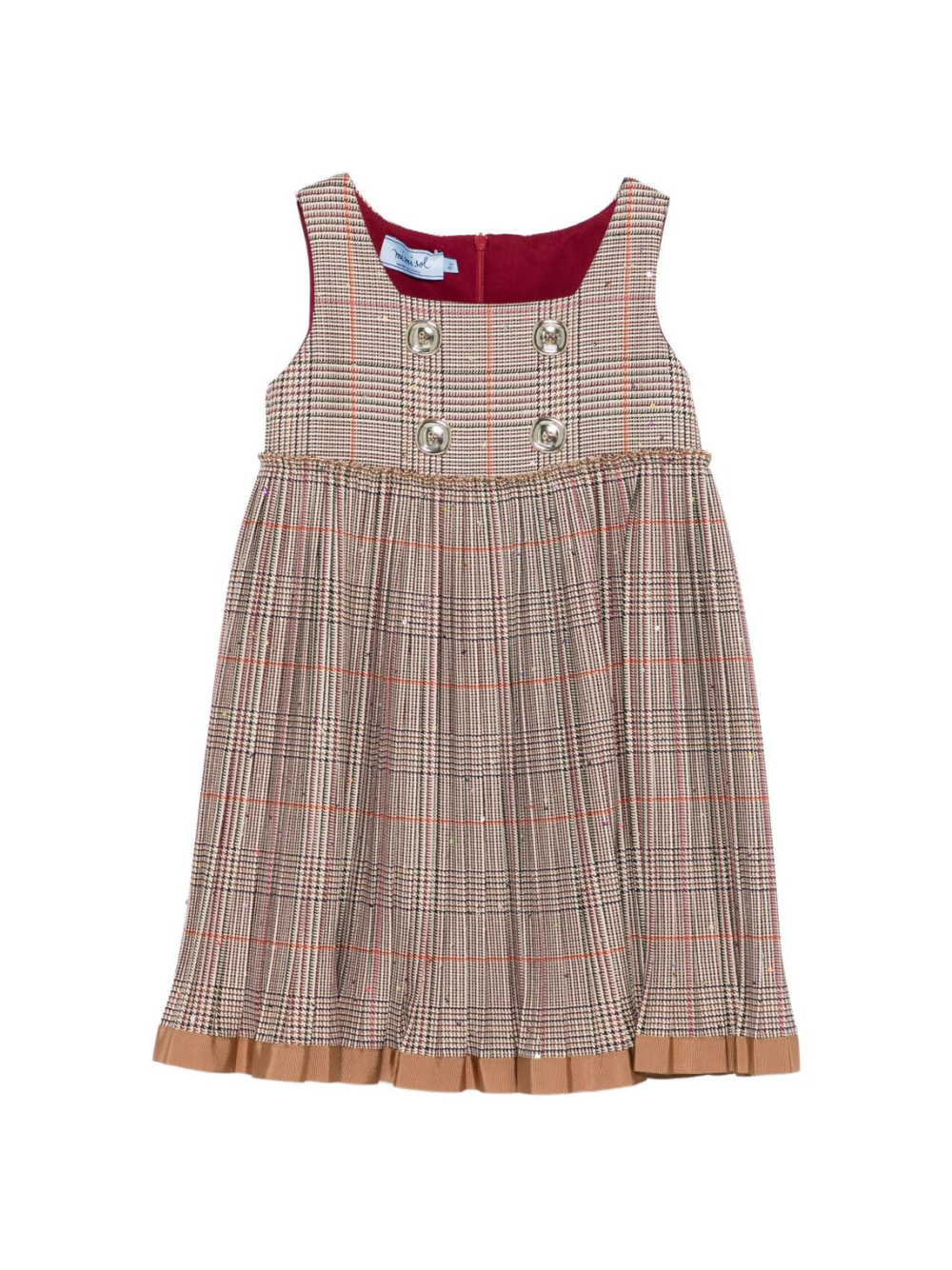 Abito per bambina Mi Mi Sol marrone con motivo a quadri MFAB736TS1051 BRW MIMISOL KIDS 