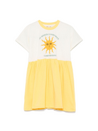Abito per bambina Mini Rodini bianco e giallo con stampa grafica sul davanti 2565010411 OFF-WHITE MINI RODINI KIDS 
