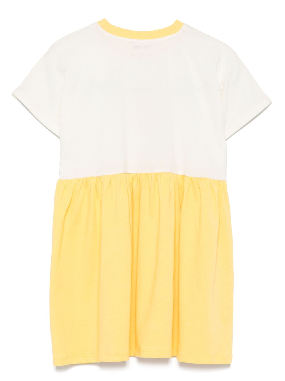 Abito per bambina Mini Rodini bianco e giallo con stampa grafica sul davanti 2565010411 OFF-WHITE MINI RODINI KIDS 