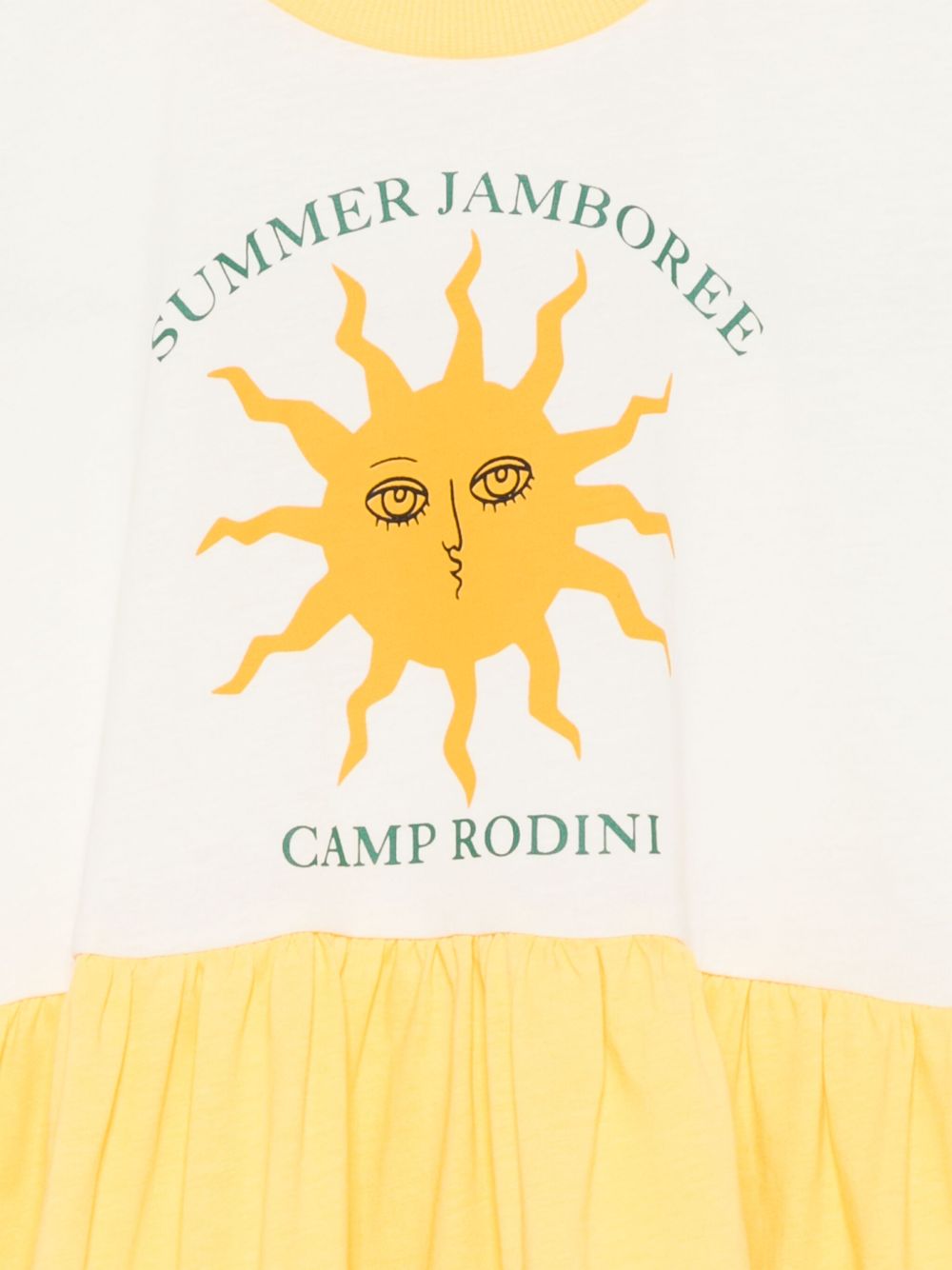Abito per bambina Mini Rodini bianco e giallo con stampa grafica sul davanti 2565010411 OFF-WHITE MINI RODINI KIDS 