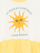 Abito per bambina Mini Rodini bianco e giallo con stampa grafica sul davanti 2565010411 OFF-WHITE MINI RODINI KIDS 