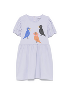 Abito per bambina Mini Rodini lilla con stampa grafica sul davanti 2565010545 PURPLE MINI RODINI KIDS 