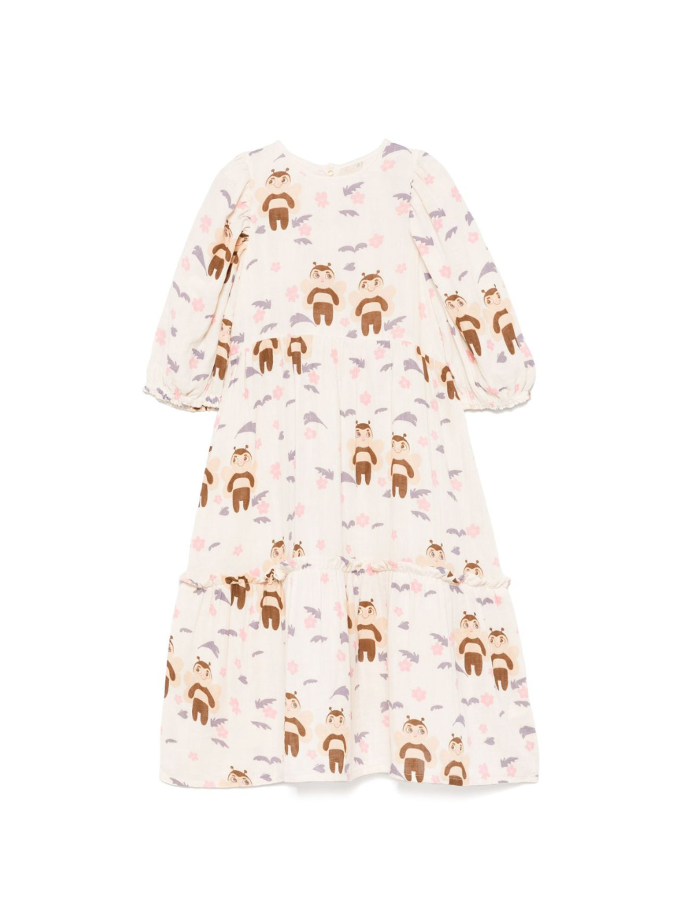 Abito per bambina Mini Rodini bianco con stampa grafica all-over e orlo dritto 2565011411 OFF-WHITE MINI RODINI KIDS 