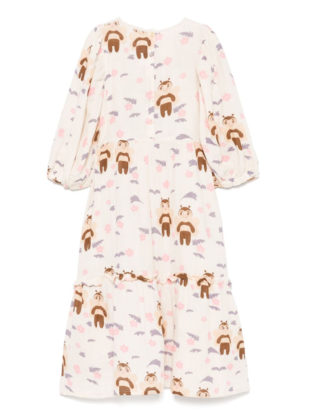 Abito per bambina Mini Rodini bianco con stampa grafica all-over e orlo dritto 2565011411 OFF-WHITE MINI RODINI KIDS 