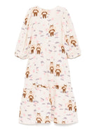 Abito per bambina Mini Rodini bianco con stampa grafica all-over e orlo dritto 2565011411 OFF-WHITE MINI RODINI KIDS 