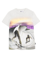 T-shirt per bambino Molo bianca con stampa skate e girocollo 1W25A208 9698 MOLO KIDS 