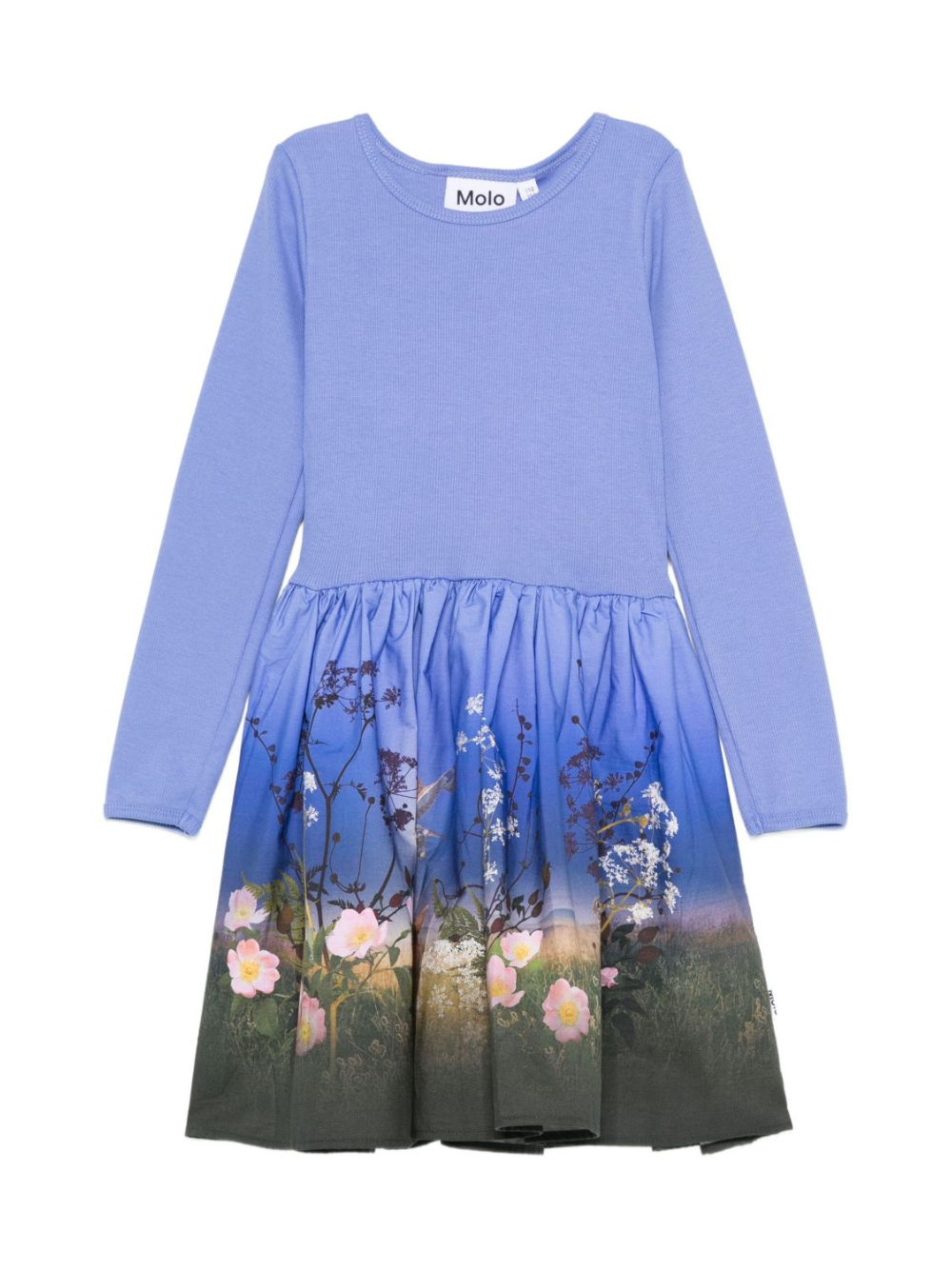 Abito per bambina Molo azzurro con stampa floreale 2W25E213 4983 MOLO KIDS 