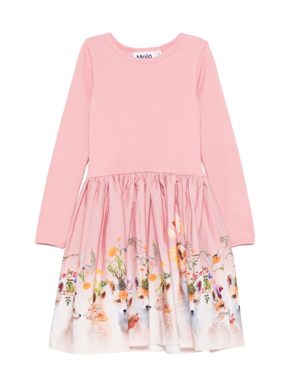 Abito per bambina Molo rosa con stampa volpe 2W25E213 9623 MOLO KIDS 