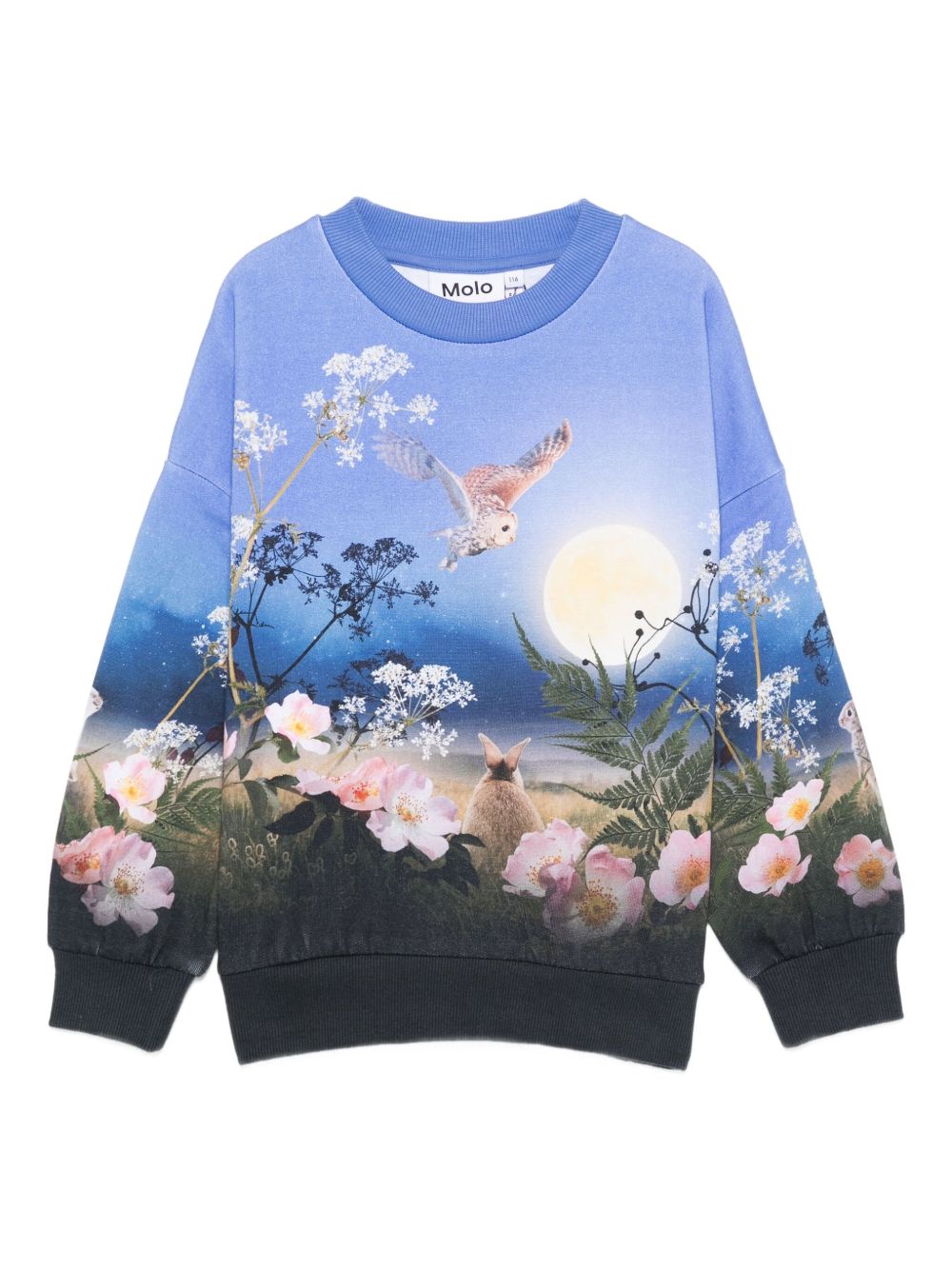 Felpa per bambina Molo blu con stampa all-over 2W25J211 9625 MOLO KIDS 