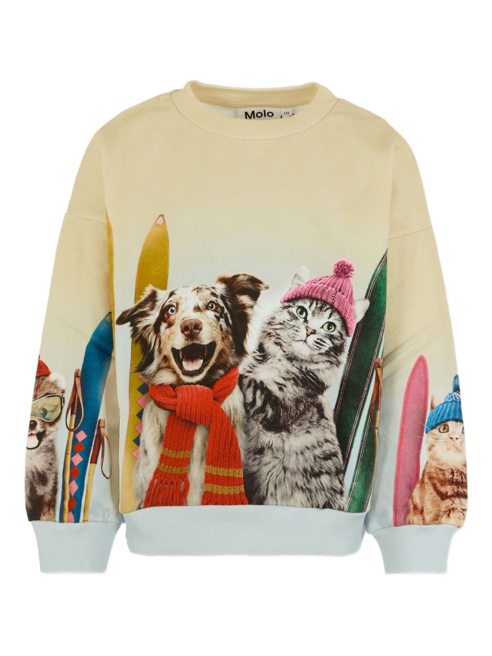 Felpa per bambina Molo beige con stampa cane e gatto 2W25J211 9707 MOLO KIDS 