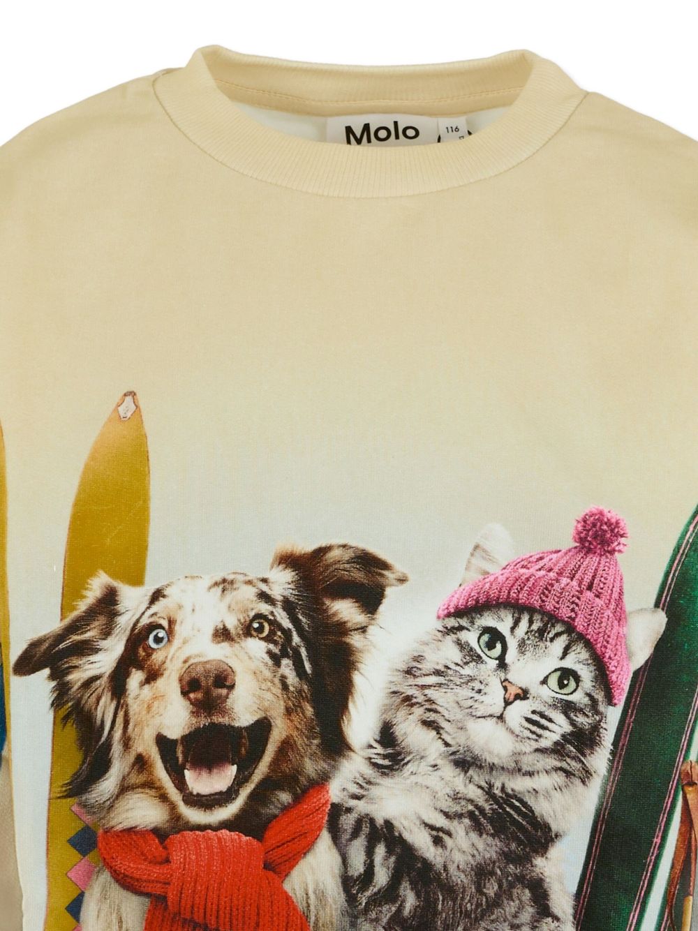 Felpa per bambina Molo beige con stampa cane e gatto 2W25J211 9707 MOLO KIDS 