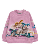 Felpa per neonata Monnalisa rosa con stampa cuccioli 4W25J202 9704 MOLO KIDS 