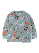 Felpa per neonato Molo verde Disc con stampa grafica all-over e maniche lunghe raglan 6W25J205 9399 MOLO KIDS 