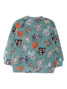 Felpa per neonato Molo verde Disc con stampa grafica all-over e maniche lunghe raglan 6W25J205 9399 MOLO KIDS 