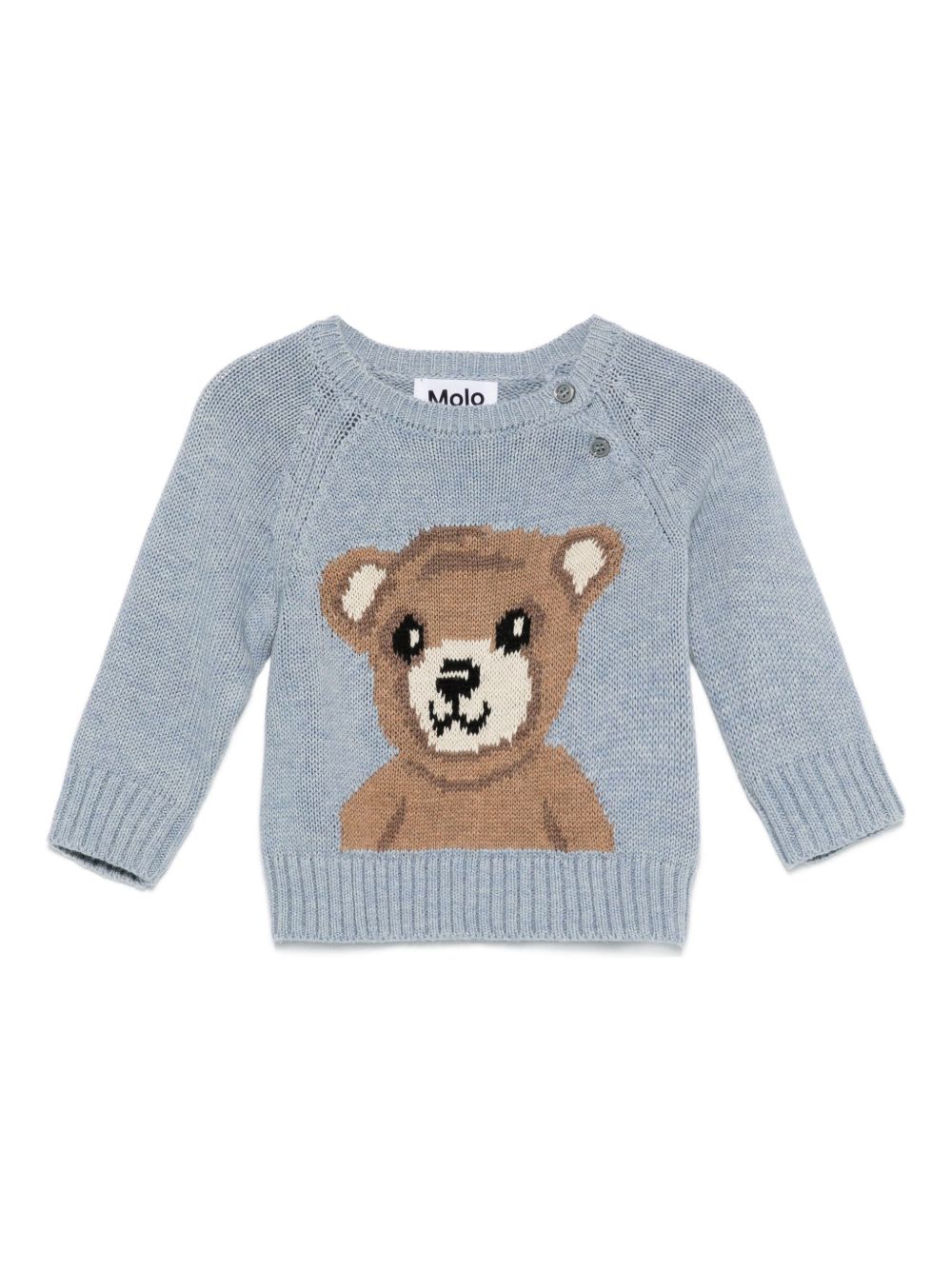 Maglione per neonati Molo azzurro con orsetto intarsiato 6W25K204 9676 MOLO KIDS 