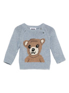 Maglione per neonati Molo azzurro con orsetto intarsiato 6W25K204 9676 MOLO KIDS 