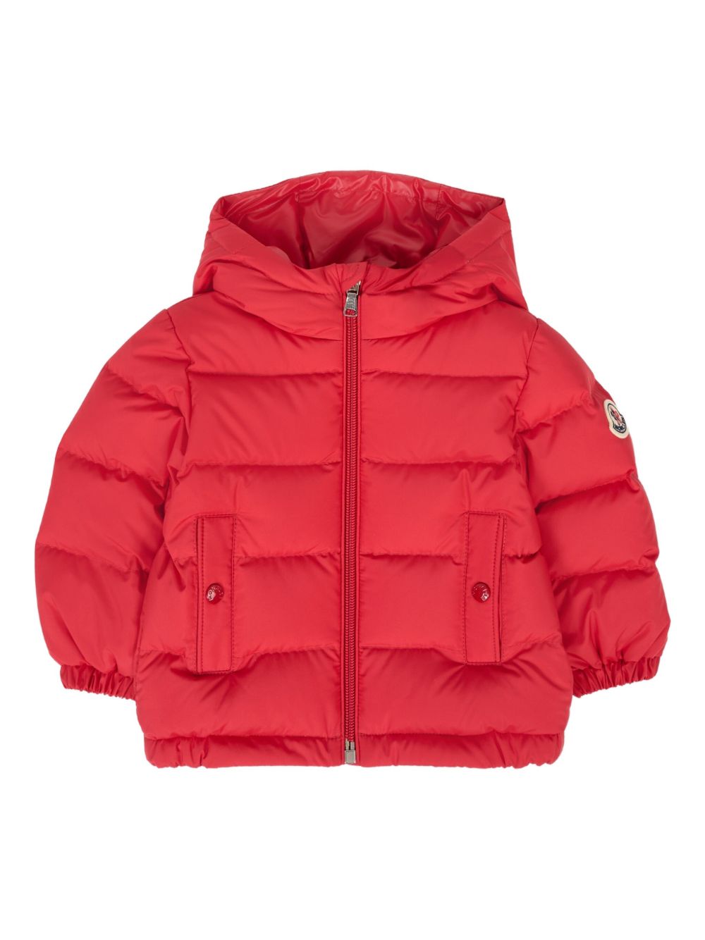 Giubbino per neonato Moncler Enfant rosso con design trapuntato K29511A00024597YW 457 MONCLER KIDS 