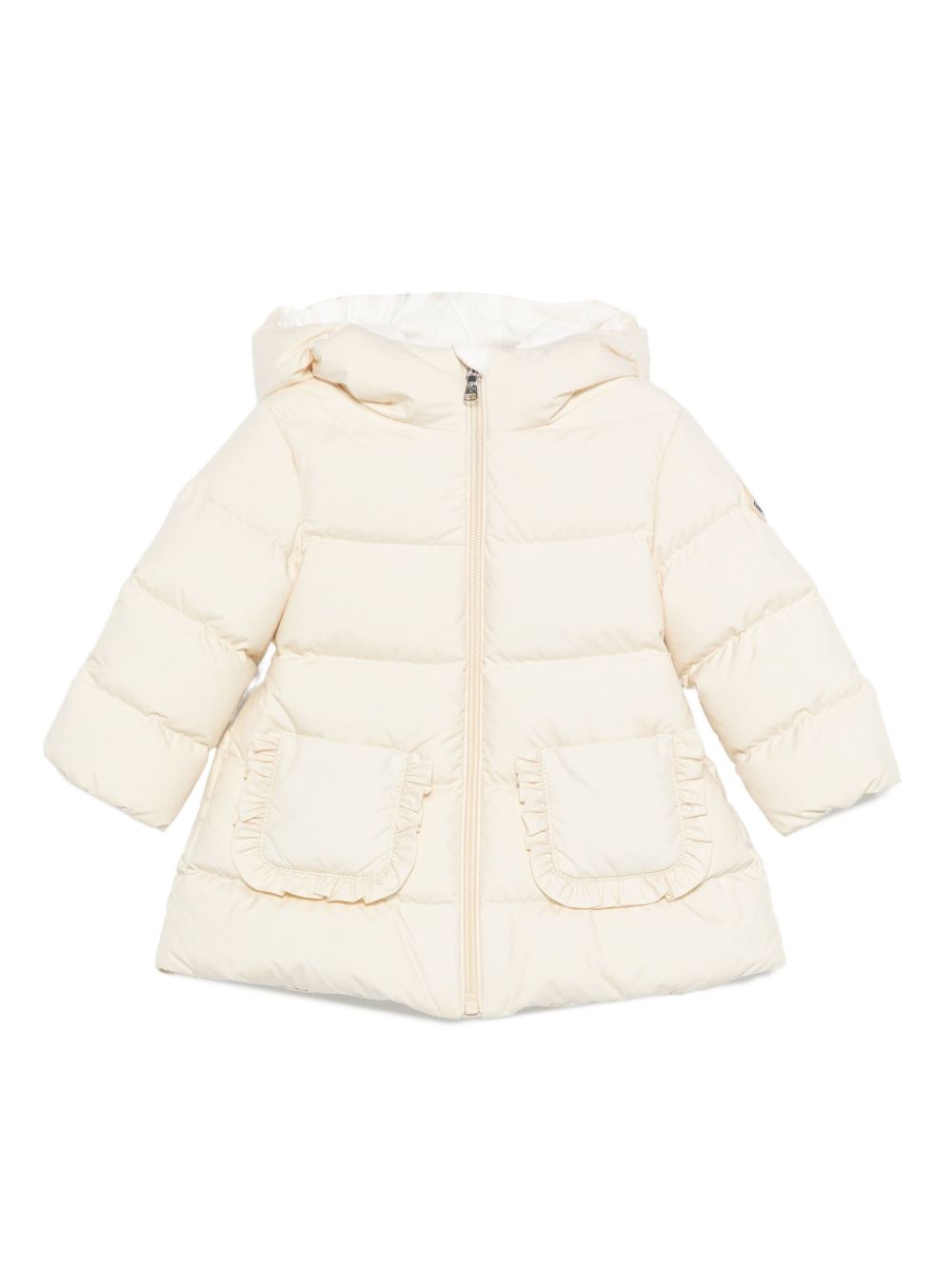 Giubbino per neonata Moncler Enfant beige con ruches sulle tasche K29511C00001597YW 041 MONCLER KIDS 